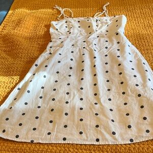 Old Navy Women’s Dress - Ivory with Black Polka Dots